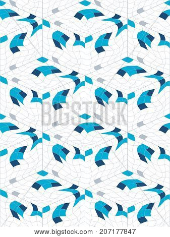 Abstract seamless pattern from many wavy elements. Hidden cubic forms. The contours of the geometric shapes.