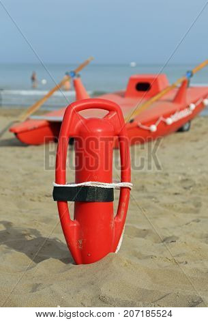 Lifebuoy And Lifeguard Rescue Boat