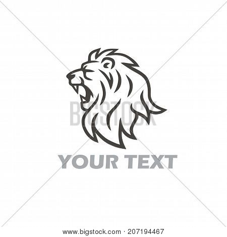 Lion Head Roaring Vector Logo Template Illustration