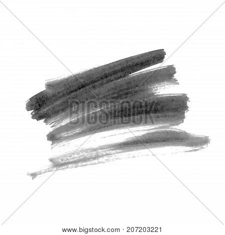Grayscale painted stroke. Vector hand drawn watercolor brush stain.