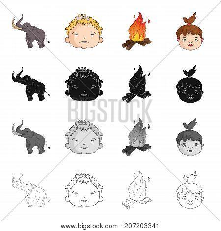Century, history, study and other  icon in cartoon style. Homo, sapiens, people, icons in set collection