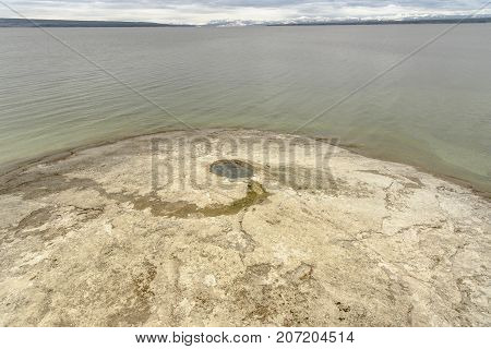 Big Cone geplthermal pool on lake yellostone at west thumb in Yellowstone National Park