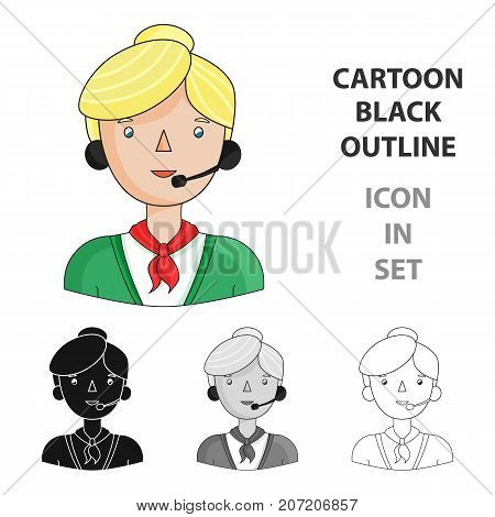 Call center operator icon in cartoon style isolated on white background. People of different profession symbol vector illustration.