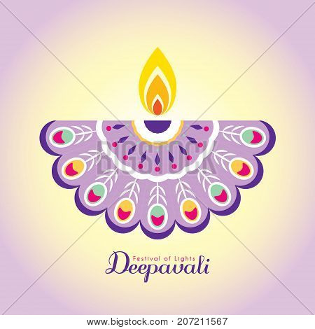 Diwali or Deepavali symbol or icon. Diwali diya (india oil lamp). Festival of Lights celebration vector illustration.