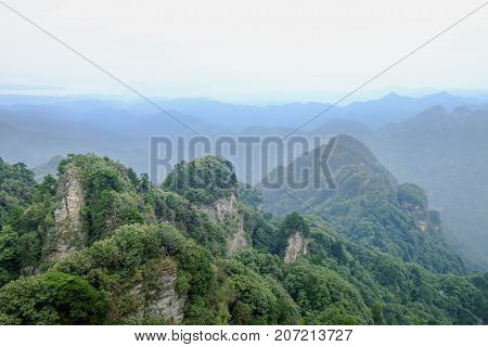 The Wudang MountainsHubei China. Many Taoist monasteries to be found thereIt's world heritate and famous in one of China. good weather sometime it a lot of the fog. It's specially name.