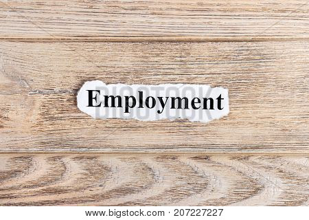 EMPLOYMENT text on paper. Word EMPLOYMENT on torn paper. Concept Image.