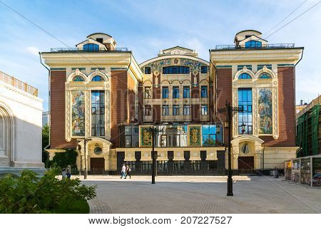 Moscow, Russia - July 24. 2017. Sretensky Theological Seminary on a Bolshaya Lubyanka street