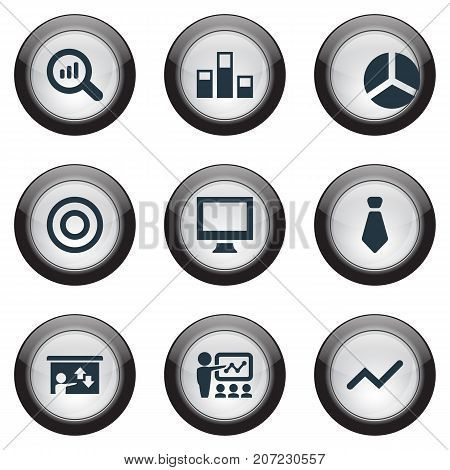Elements Training, Presentation, Reload And Other Synonyms Report, Monitor And Seminar.  Vector Illustration Set Of Simple Training Icons.