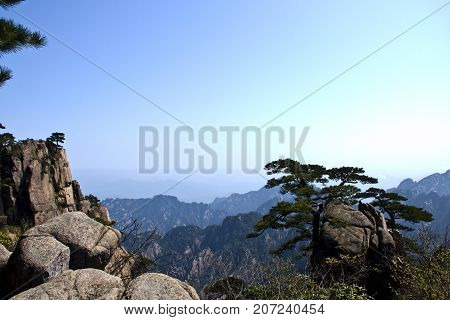 Amazing Stunning View Of Huangshan Mountain, Yellow Mountaing. Anhui, China From The Peak. Travel In