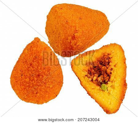 Fried Italian Arancini Isolated On White