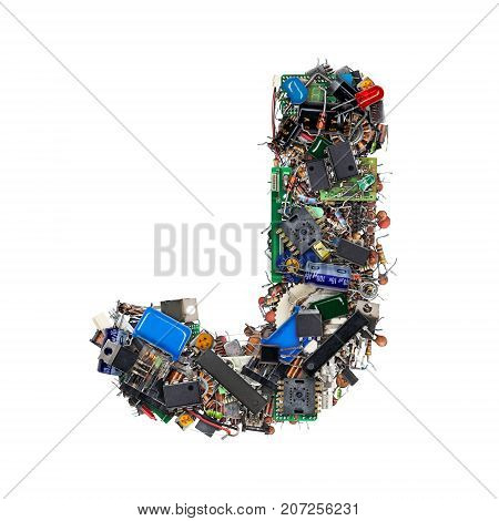 Letter J Made Of Electronic Components