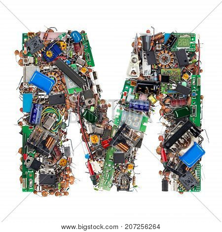 Letter M Made Of Electronic Components