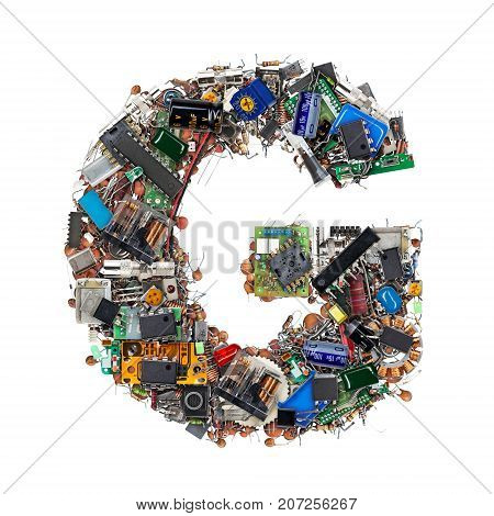 Letter G Made Of Electronic Components