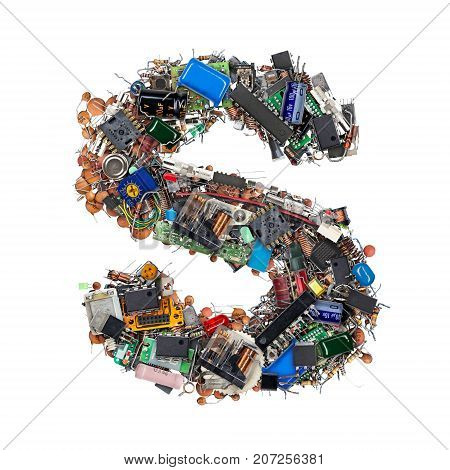 Letter S Made Of Electronic Components
