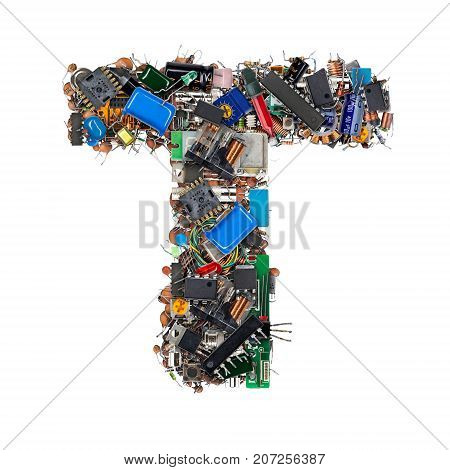 Letter T Made Of Electronic Components