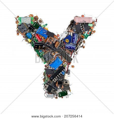 Letter Y Made Of Electronic Components