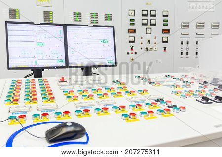 Block reactor control board in the Engine Room for Steam Turbines of the Kursk Nuclear Power Plant