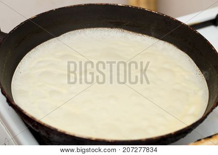 pancakes fried in a pan . Photos in the studio
