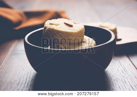 Stock photo of Soan Papdi or Soan roll or Patisa or patisha, popular sweet from India. selective focus