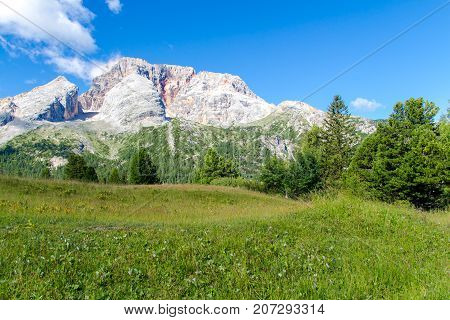 Prato Piazza famous plateau in the Dolomites in South Tyrol located inside the Fanes - Sennes - Braies nature park. Italy