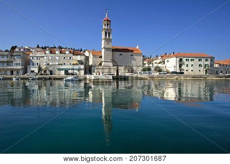 Parish Church of the Mary Assumption in Sutivan small fishermen and tourist village on Brac island in Croatia