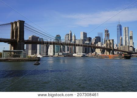 Brooklyn Bridge New York Manhattan Hudson River .