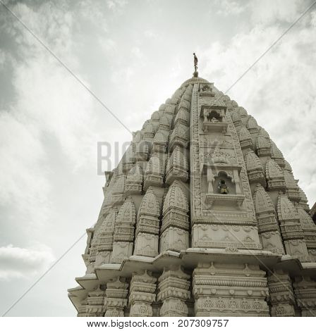 Partial view of a hindu temple dome or architecture.