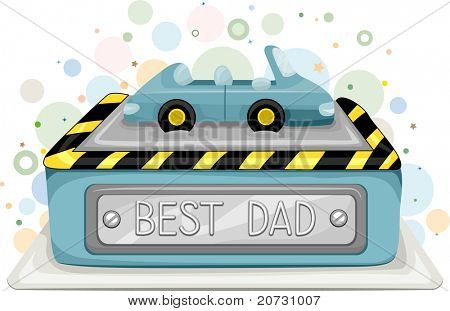 단어 최고의 아빠 적힌 케이크를 그림