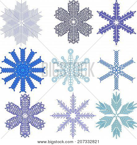 Vector Snowflakes Set. Snow, Christmas, Snowflake Background. Winter Stars And Snowflakes For Creati
