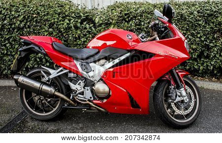 LONDON, UK - DECEMBER 28: Picture of my Honda VFR 800 F on December 28, 2016 in London, UK