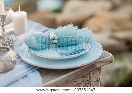 Glasses on the table. Festive table setting. Wedding decor. Table setting in fine art style. Table decor. Catering wedding ceremony selective and soft focus series