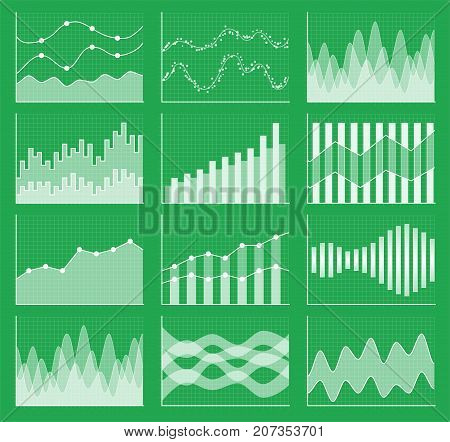 Business chart collection. Set of graphs. Analysis statistic data visualization. Vector illustration