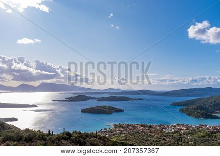 Bay of Nidri in Lefkas island Greece