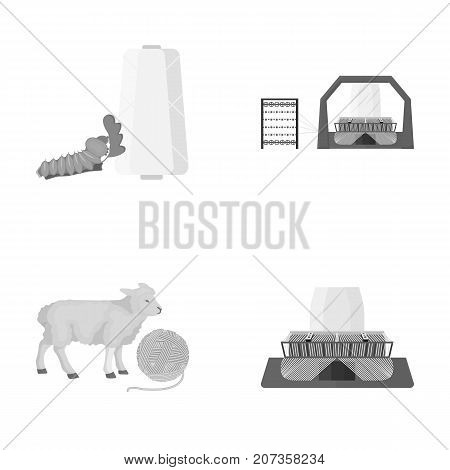 Cotton, coil, thread, pest, and other  icon in monochrome style. Textiles, industry, gear icons in set collection