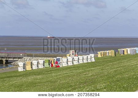 coastal scenery around Buesum in Dithmarschen at Schleswig-Holstein Germany