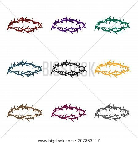 Crown of thorns icon in black style isolated on white background. Religion symbol vector illustration.