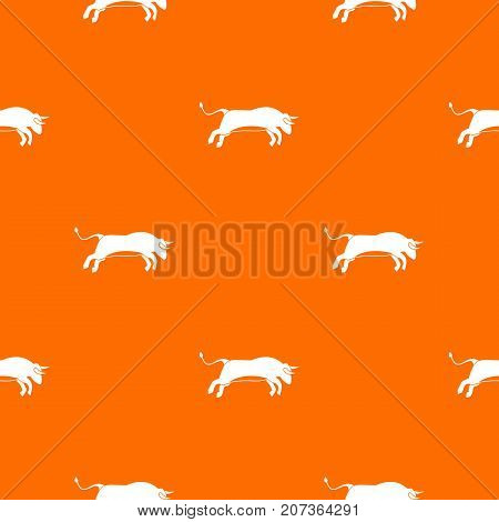 Bull pattern repeat seamless in orange color for any design. Vector geometric illustration