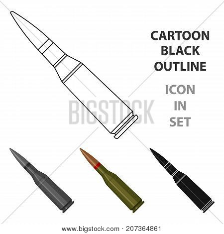 Military rifle bullet icon in cartoon style isolated on white background. Military and army symbol vector illustration