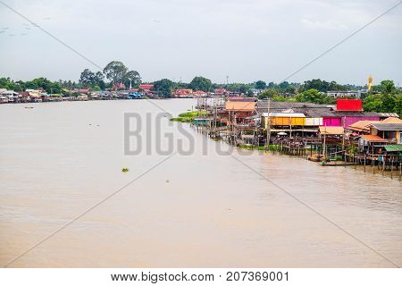 Thailand traditional riverside village near Bangkok. Ko Kret Nonthaburi Thailand