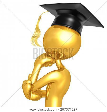 The Original Graduate 3D Character Illustration In Contemplation