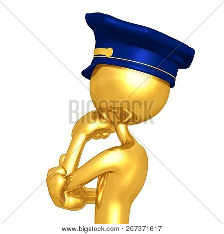 The Original Police Officer 3D Character Illustration In Contemplation