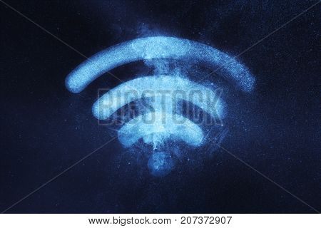 Wi-fi  Symbol. Wi Fi Sign.  Abstract Night Sky Background