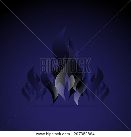 Design blue fire flame element with smoke stock vector