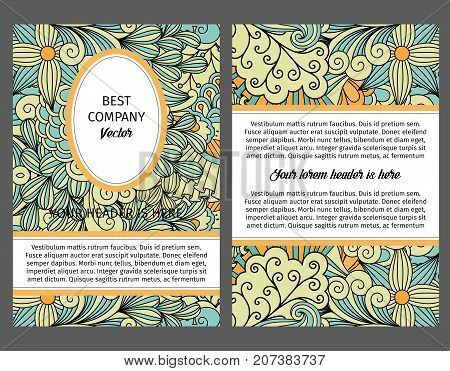 Brouchure design template for company with light colors ethnic decorative pattern vector colorful background