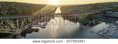 Beautiful golden hour view of the water in Pacific Northwest