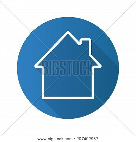House flat linear long shadow icon. Home building. Vector outline symbol