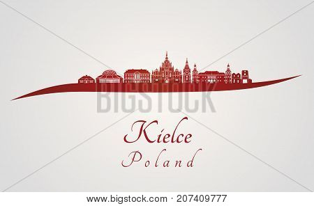 Kielce Skyline In Red