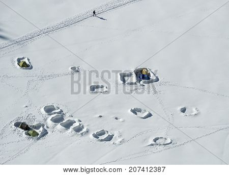 Tents for climb to Mont Blanc base camp