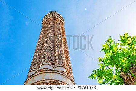 Yivli minare (fluted minaret) also named Alaaddin or Ulu (Grand) mosque is one of the most unusual medieval landmarks of Antalya Turkey.