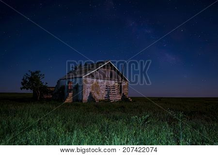 Abandoned haunted house for night horror scene